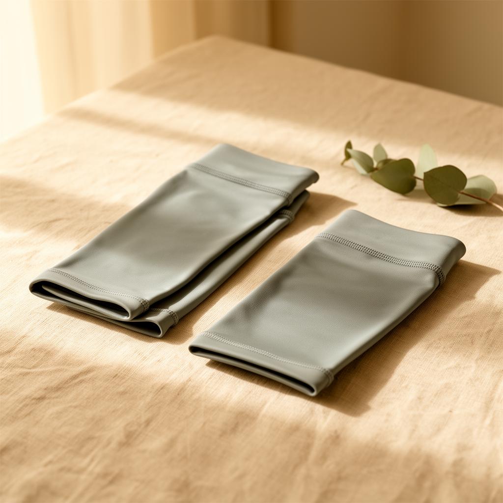Folded compression sleeves on warm linen